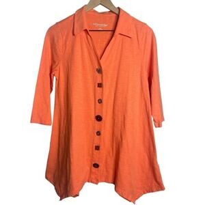Soft Surroundings Women’s Daniella Eclectic Button 3/4 Sleeve Tunic Top Small